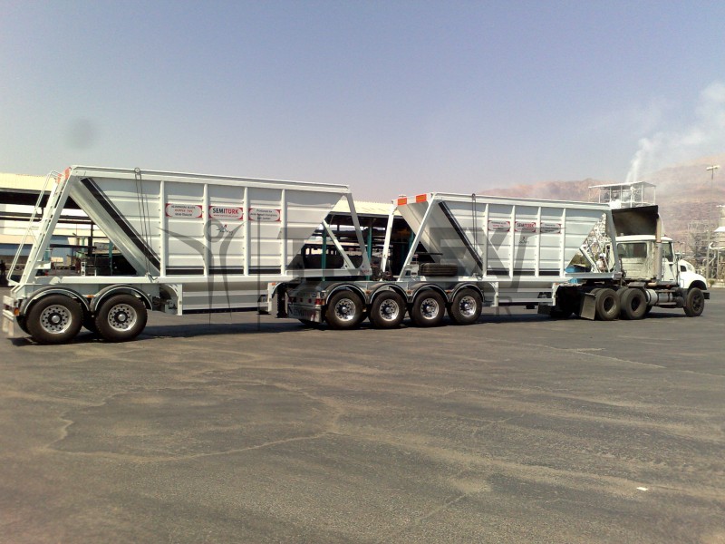 double bottom dump hopper grain trailer
