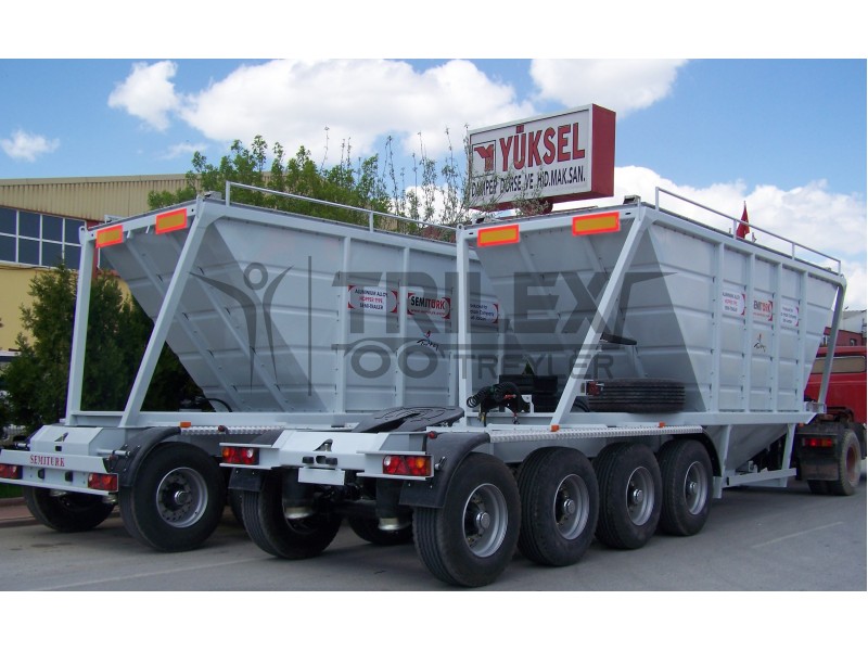double bottom dump hopper grain trailer