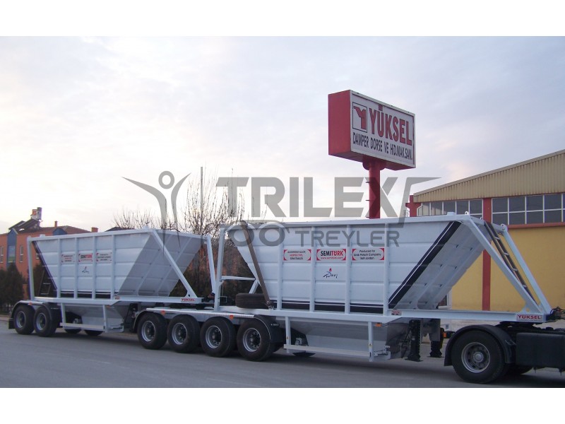 double bottom dump hopper grain trailer