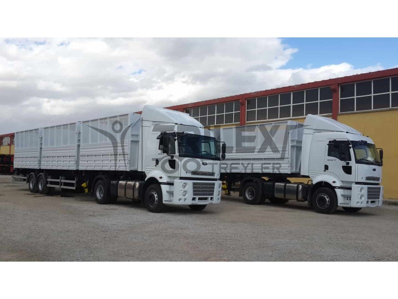 Pamuk Taşıyıcı Üç Vagonlu Yana Devrilir Damperli Yarı Römork