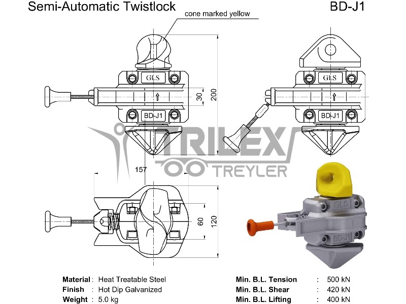 tek telli yarı otomatik twist-lock