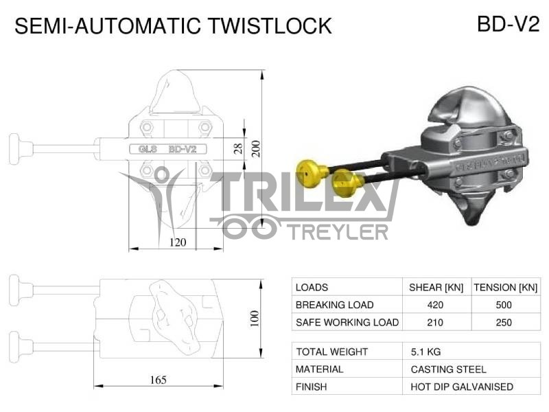 dual handle semi-automatic twist-lock